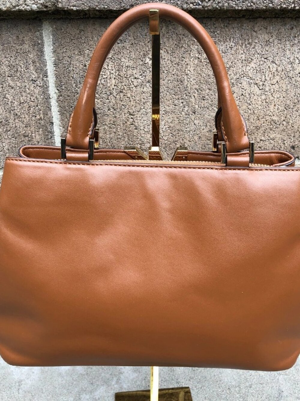 MICHAEL KORS Florence Satchel Purse Leather Brown Top Handle Hand Bag Shoulder​